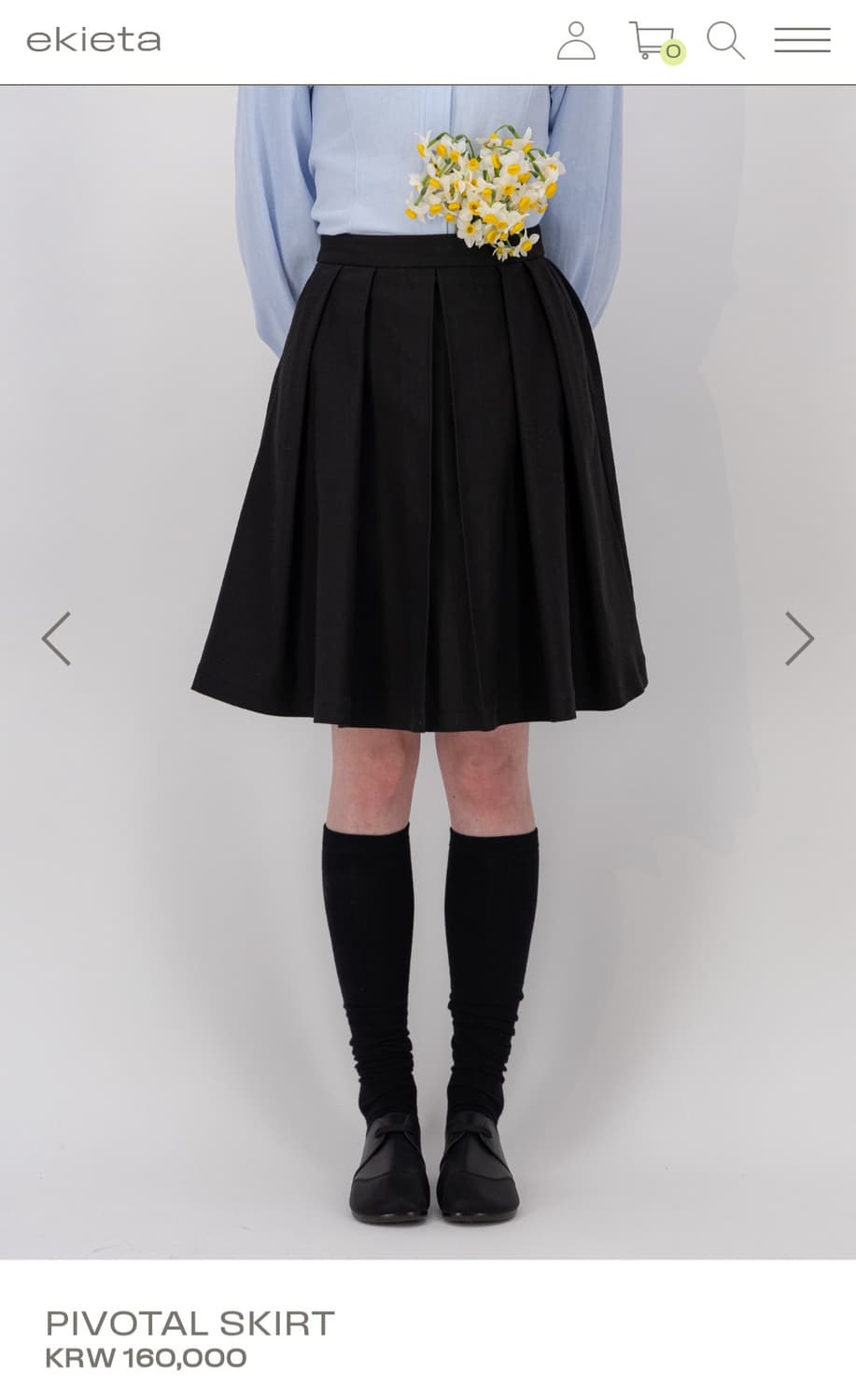 ekieta 둥근카라 셔츠+플리츠스커트 세트 상품이미지2