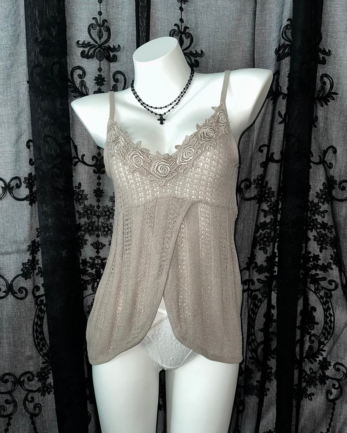 Brown crochet slip 상품이미지1