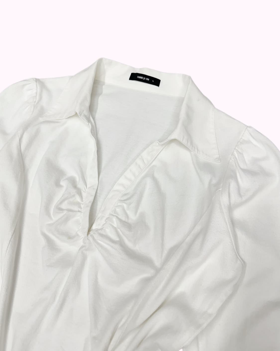 white shirring collar t-shirt 상품이미지2