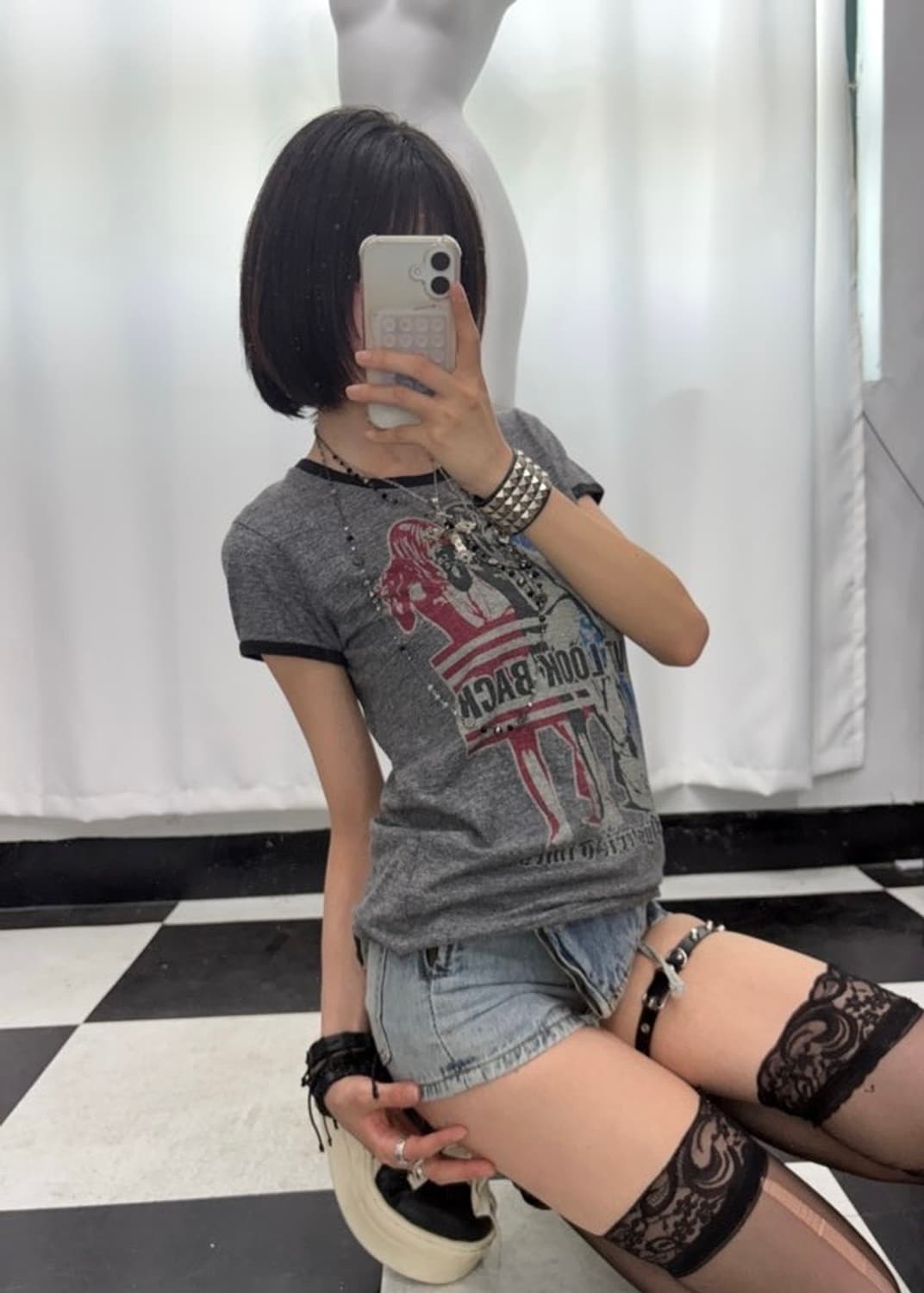 🎸Hysteric Glamour 그레이 프린팅 티셔츠🎸 상품이미지4