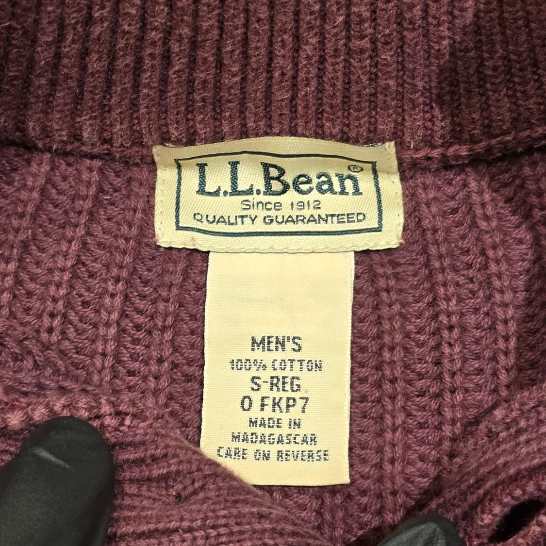90s L.L.Bean 버건디 립니트 헨리넥 스웨터 상품이미지4