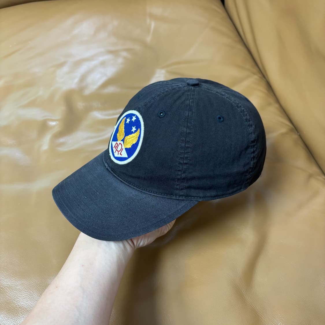 RRL 더블알엘 랄프로렌 폴로 블랙 6패널 윙로고 볼캡 모자 Black 상품이미지4