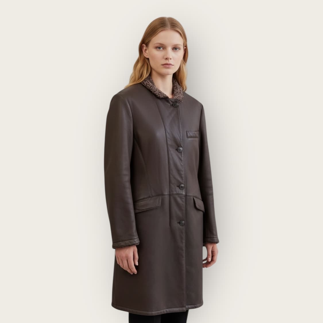 42/ 로로피아나 램스킨 무스탕 롱코트 상품이미지1