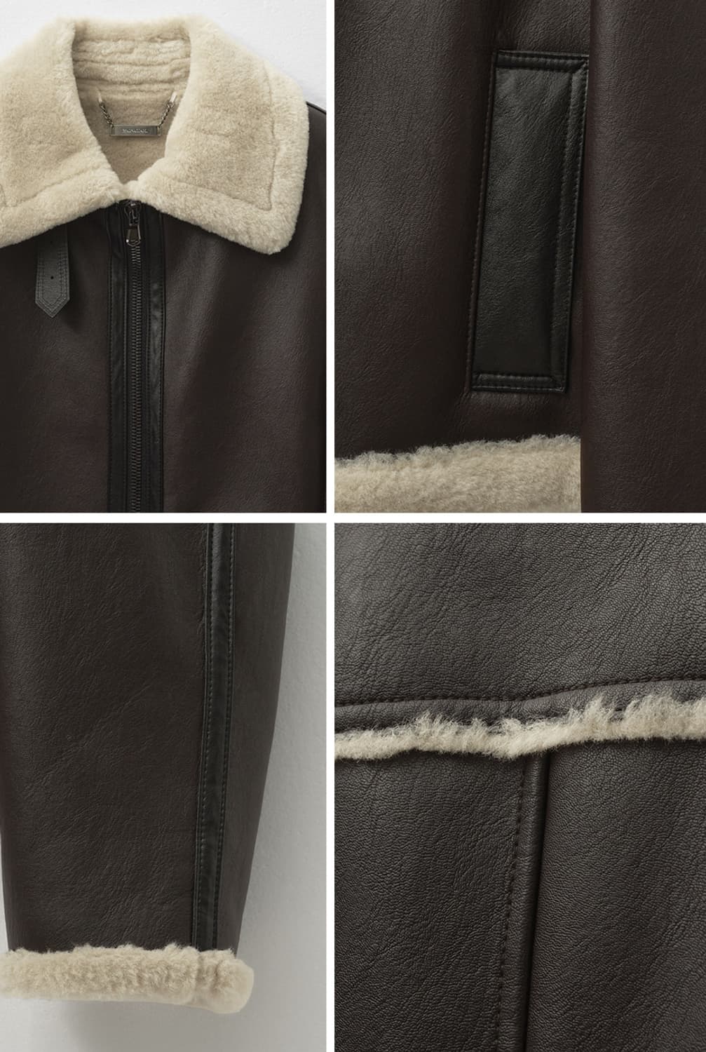 몽돌 페이크 퍼 무스탕 자켓 브라운 상품이미지5