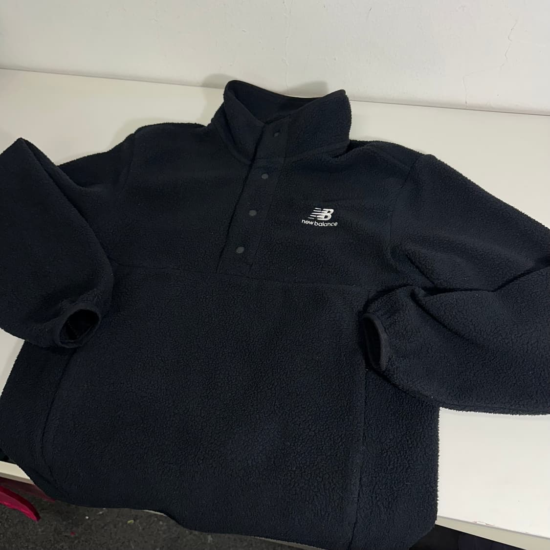 S 뉴발란스 블랙 뽀글이 캥거루 반집업 후리스 상품이미지2