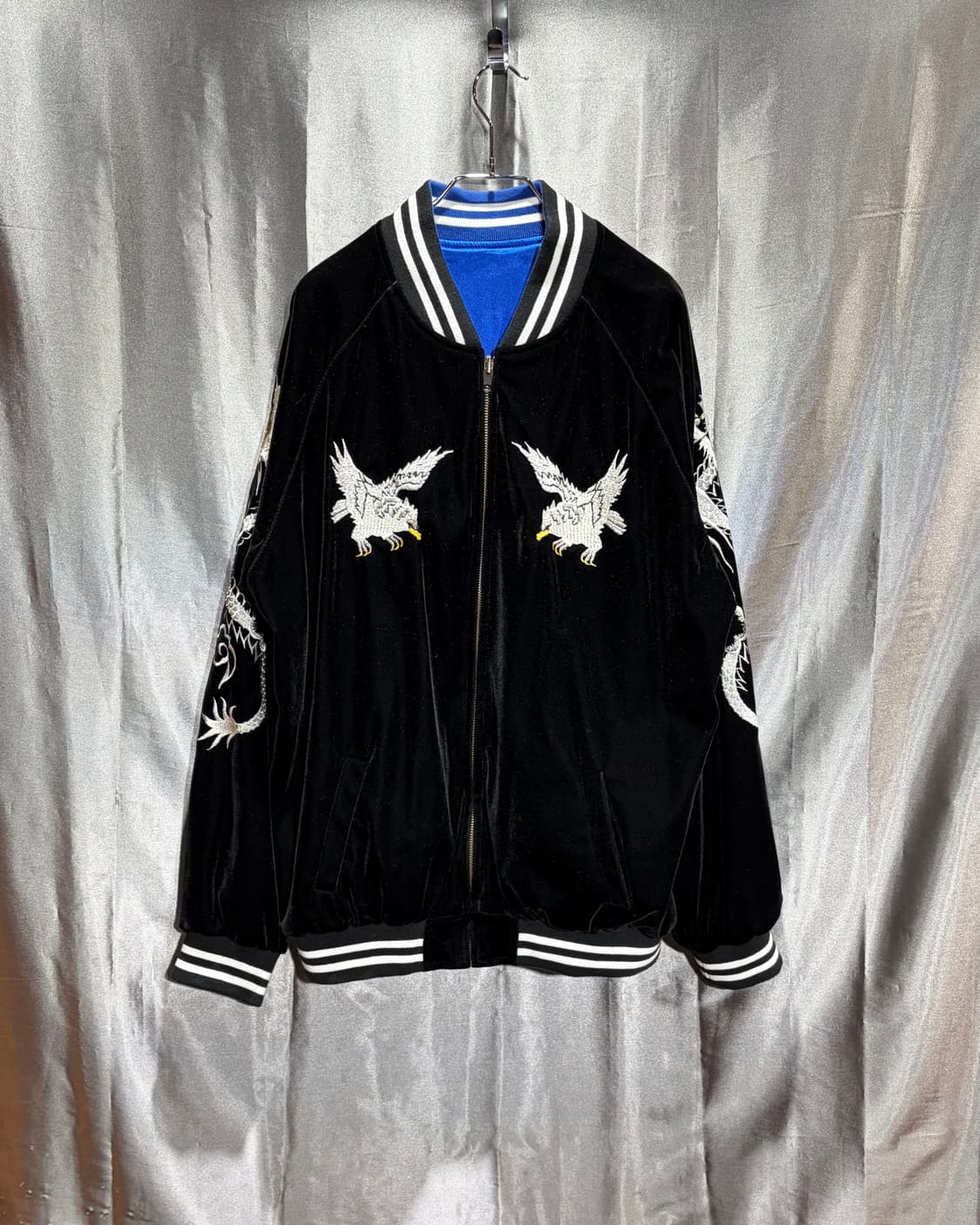 XXL Japan 자수 디테일 리버시블 벨벳 스카잔 상품이미지6