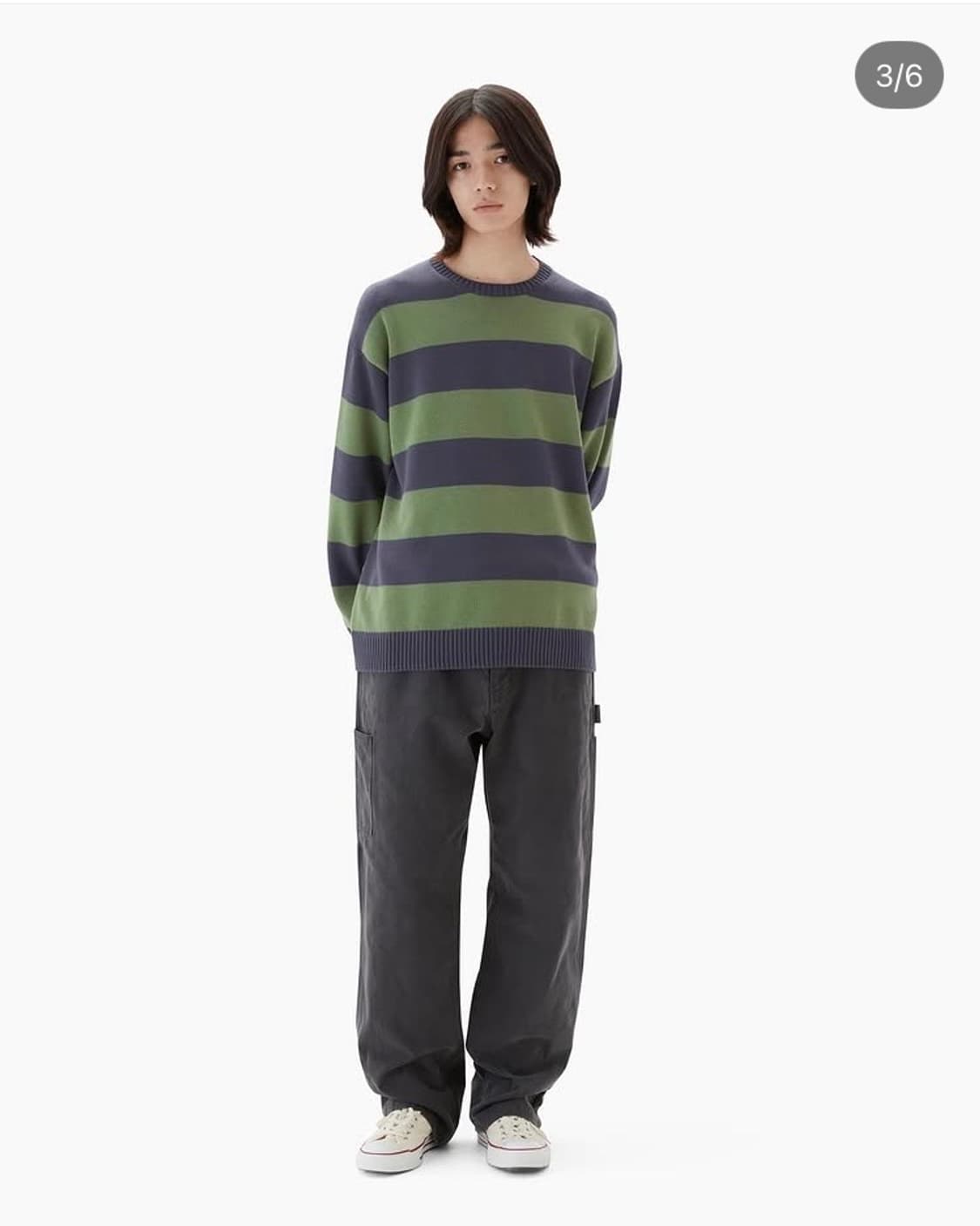 카키스 스트라이프 보더 스웨터 xl 상품이미지3