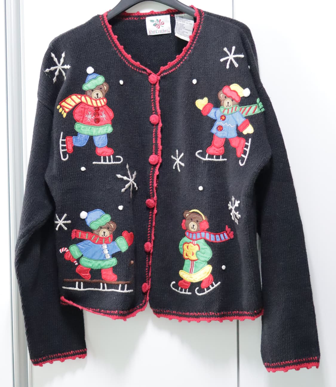 nutcracker 빈티지 크리스마스 어글리 곰돌이 테디베어 니트 가디건 상품이미지1