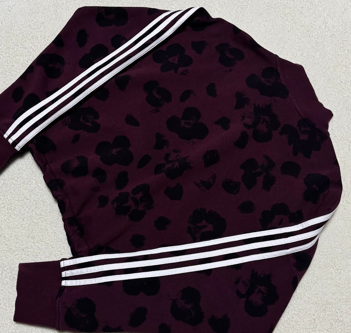 아디다스 와인버건디 레오파드 크롭 반집업 맨투맨 상품이미지6