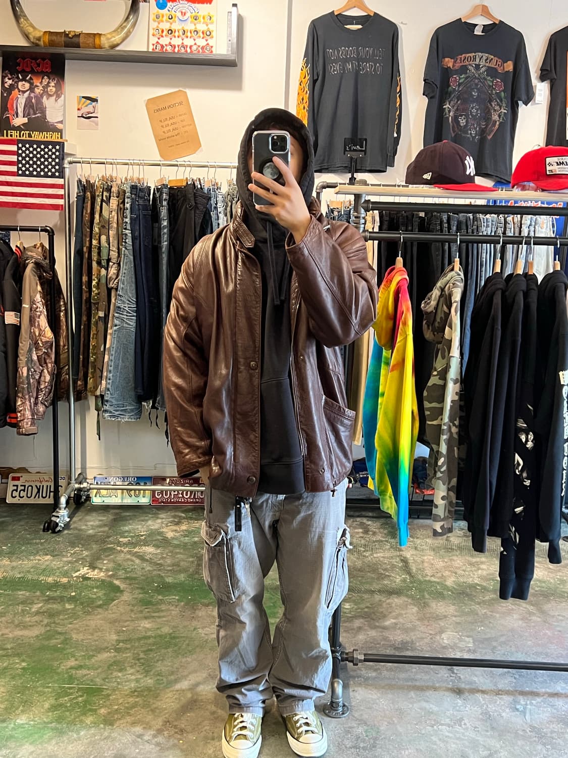 천연가죽 하이넥 레더 자켓 브라운 상품이미지10