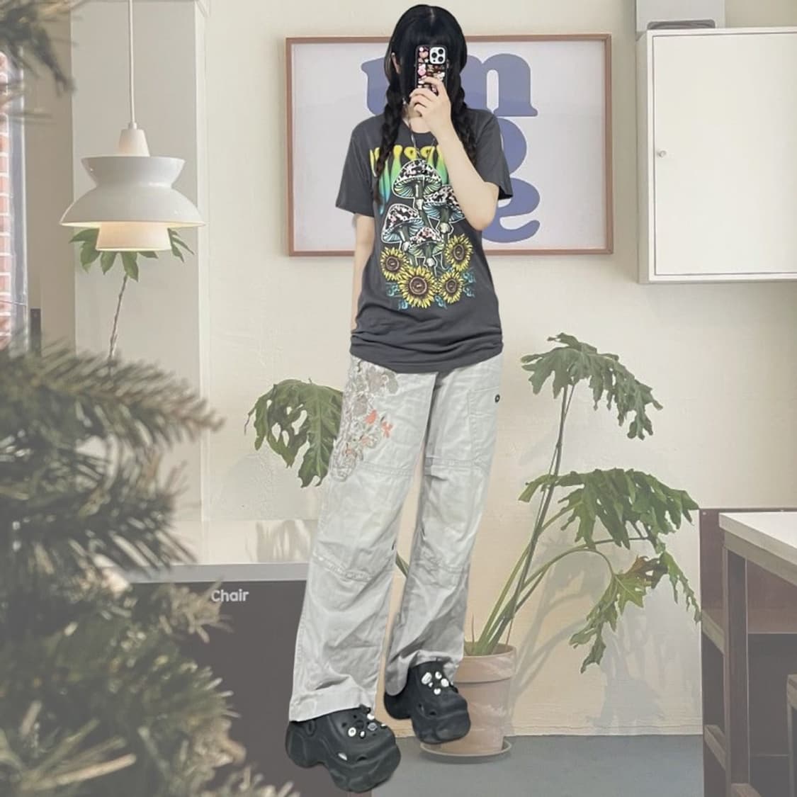 새상품 머쉬룸 프린팅 반팔티 상품이미지1