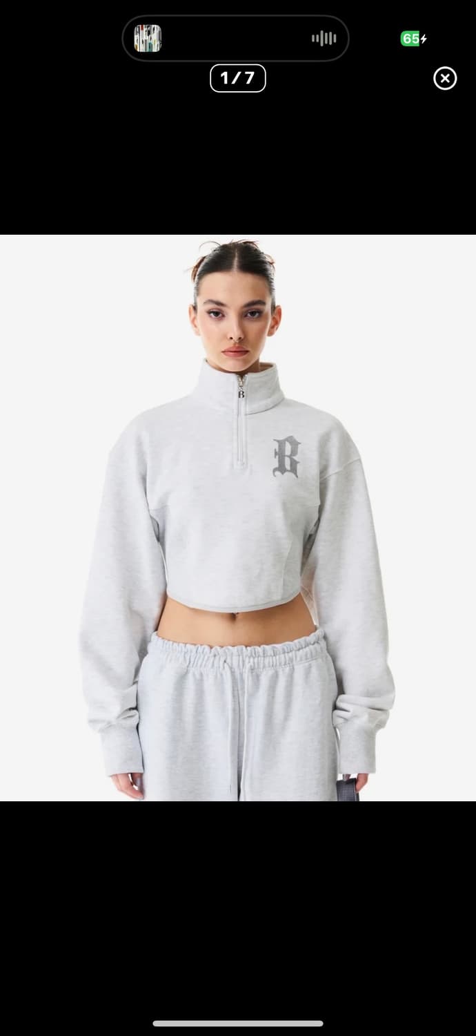 Badee 배디 하프집업 멜란지 그레이 상품이미지1