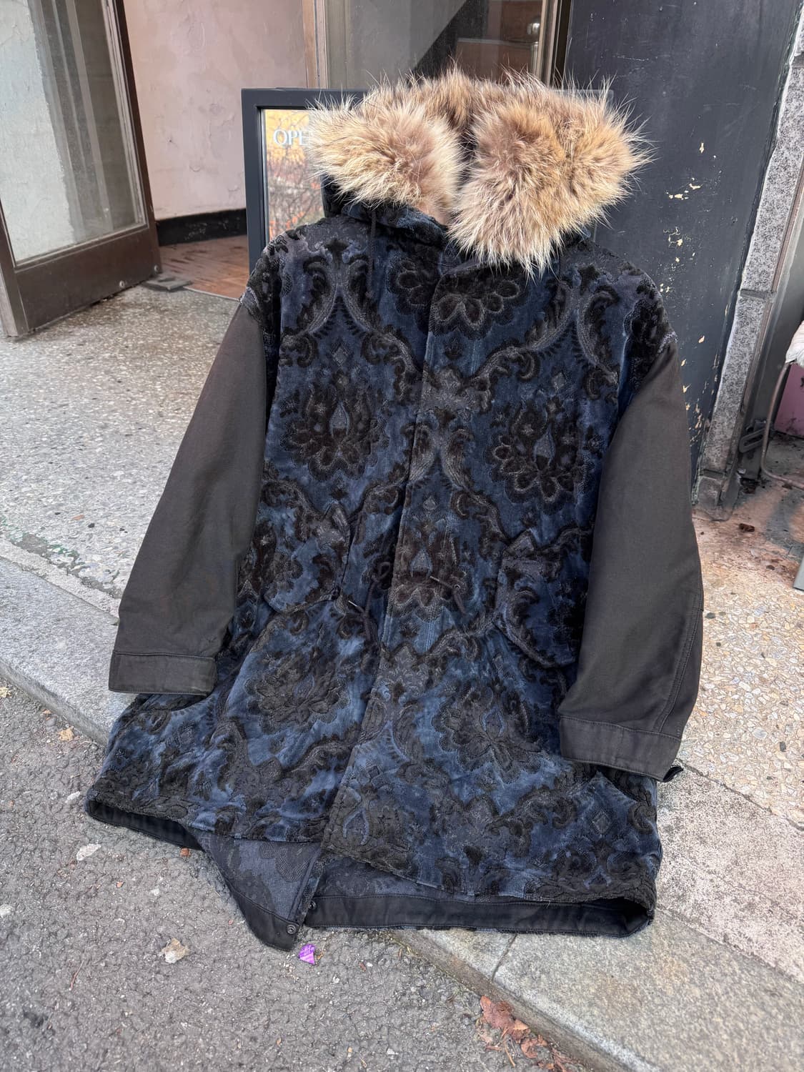 미하라야스히로 페이즐리 퍼후드 피쉬테일 파카  상품이미지1