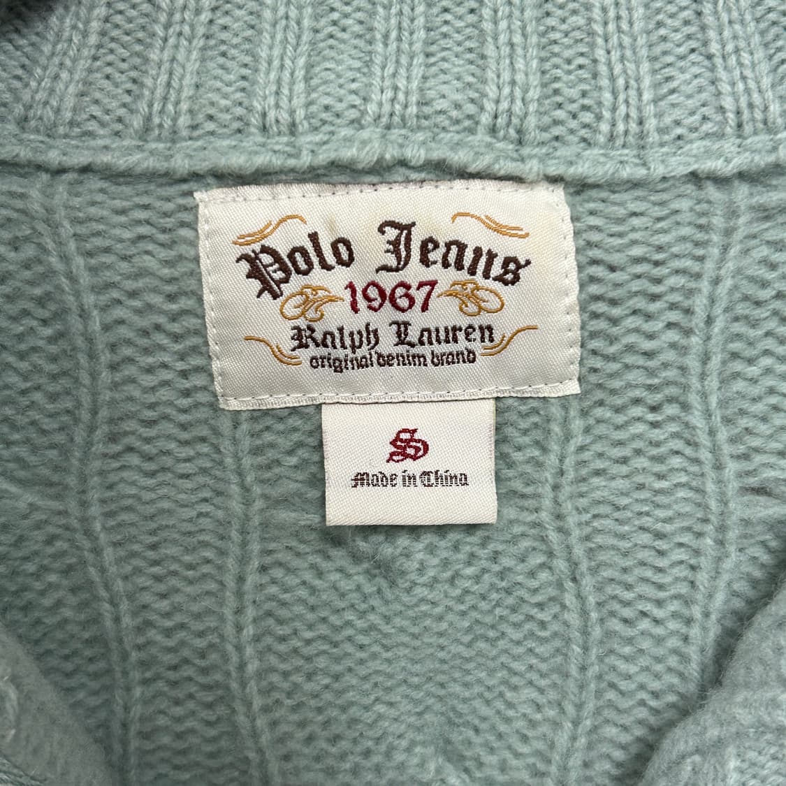 폴로 진스 램스울 꽈배기 버튼 니트 가디건 민트 상품이미지5