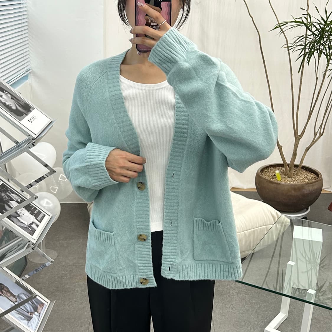 유니클로 민트색 가디건 상품이미지1