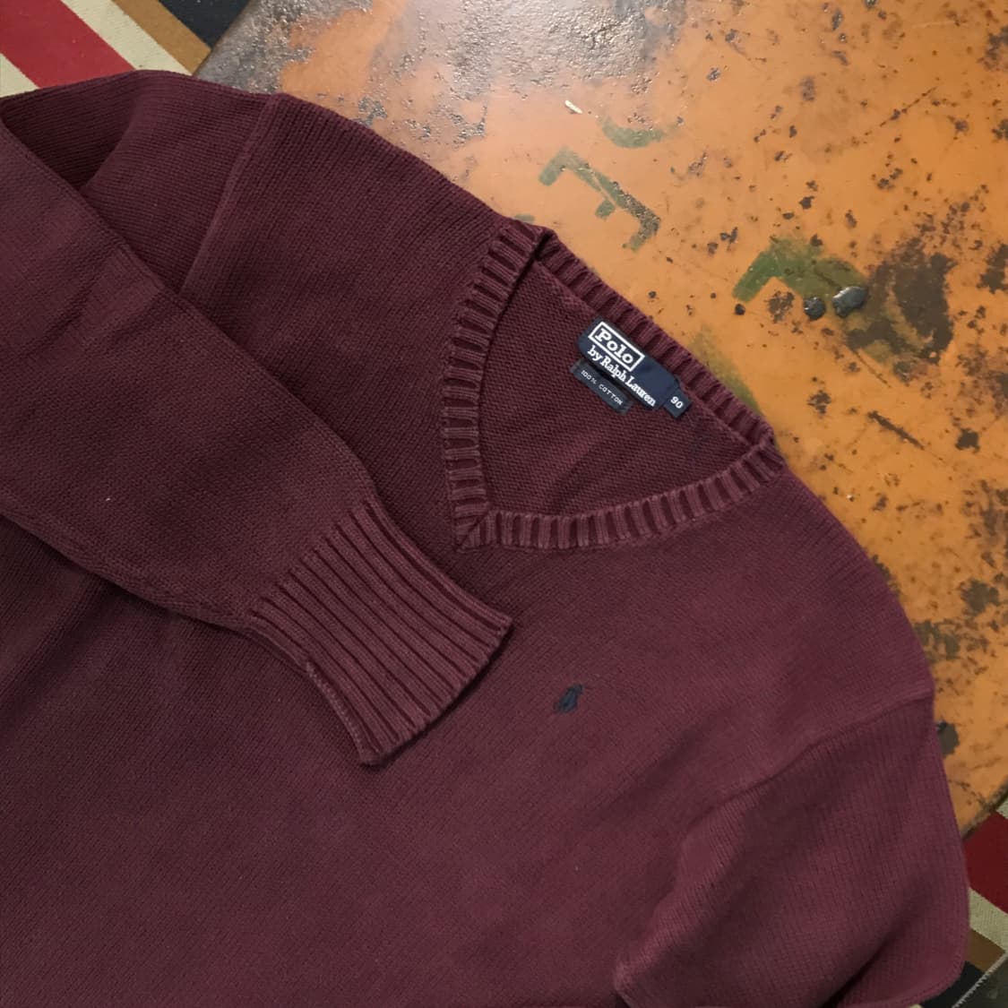 폴로랄프로렌 버건디 코튼 오버핏 니트 남성 102 여성 프리사이즈  상품이미지3