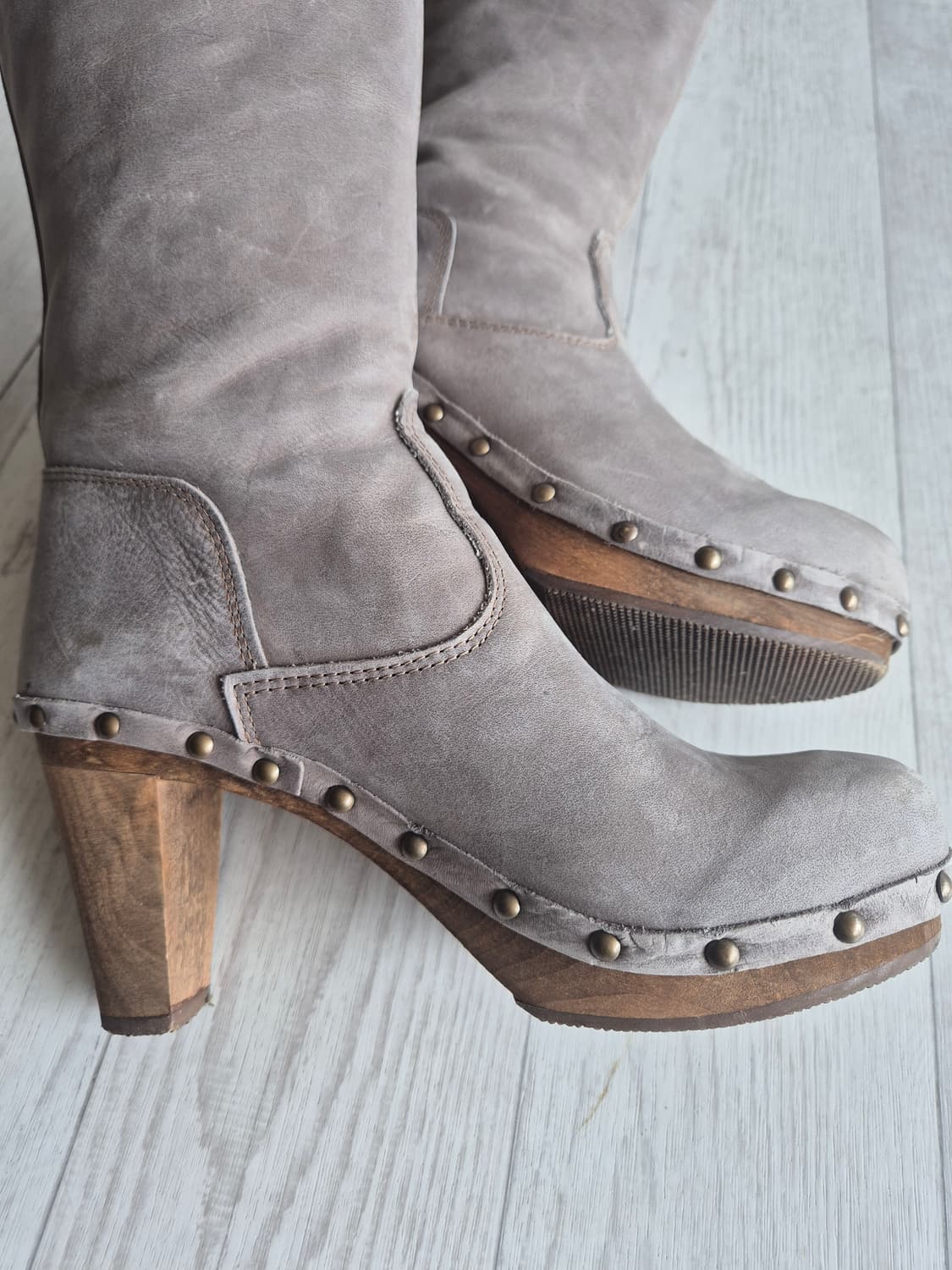 Santia 덴마크 우드클로그 가죽 롱부츠 상품이미지1