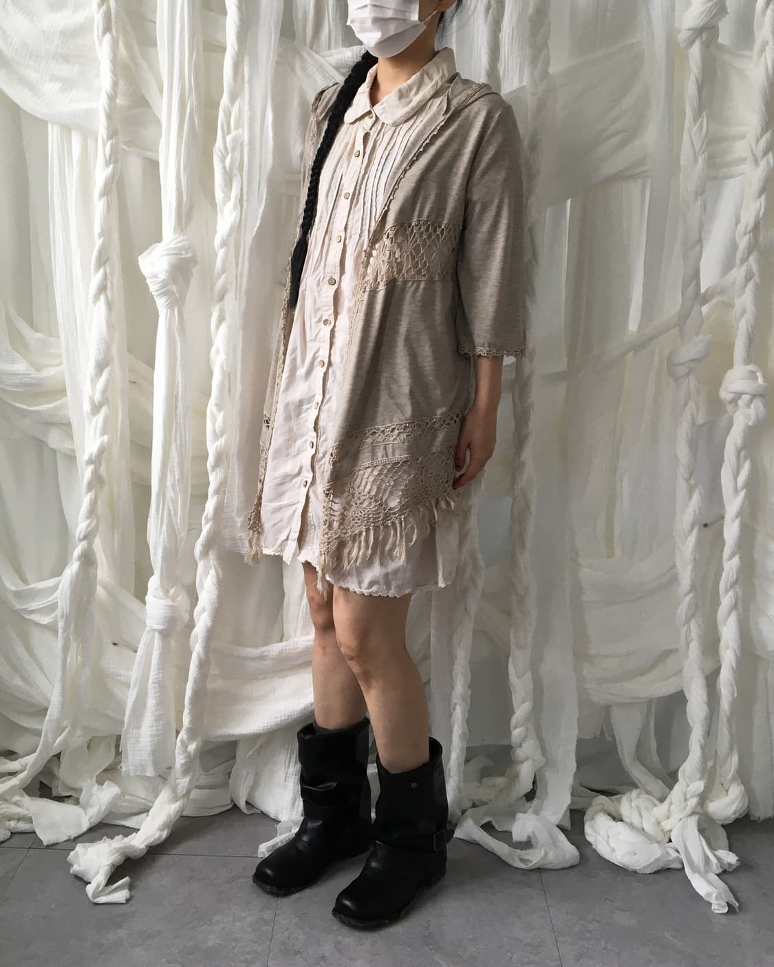 Fringe crochet layer hood open caridgan 상품이미지6