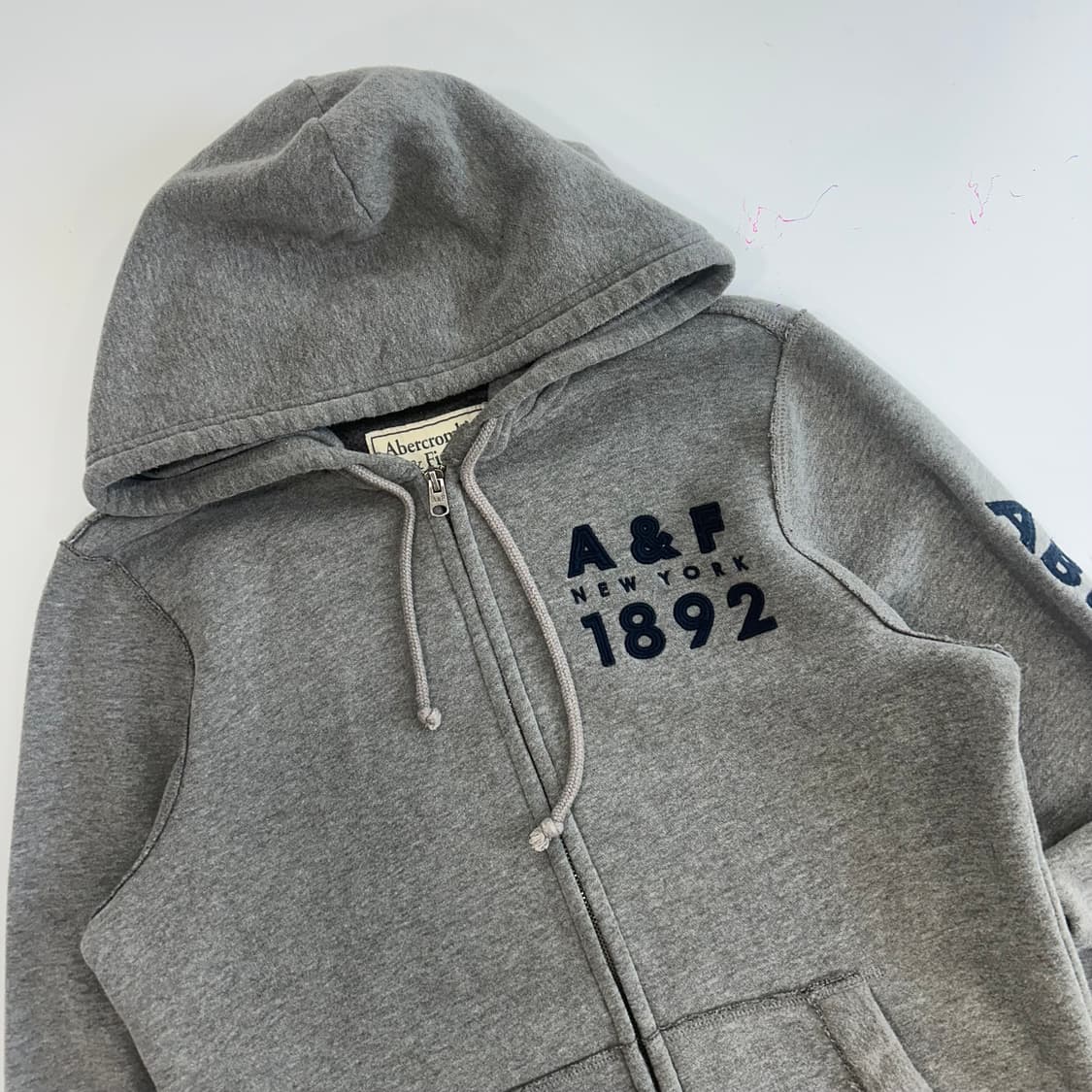 Abercrombie 아베크롬비 A&F 사이드로고 그래이 후드집업 상품이미지4