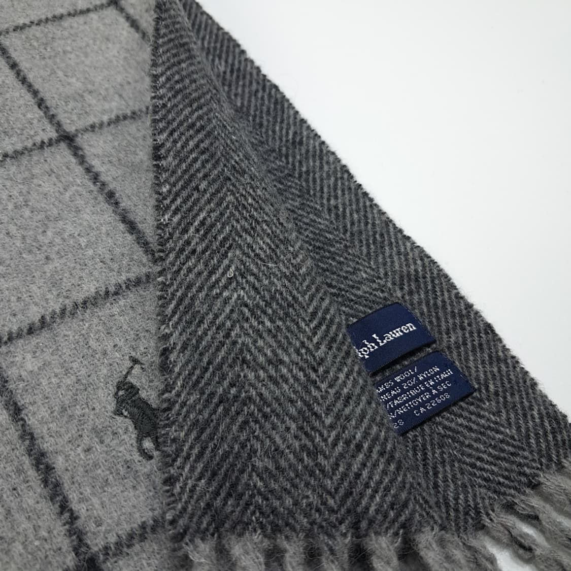 MX400 폴로 이태리판 램스울 헤링본 그레이 머플러 목도리 상품이미지6