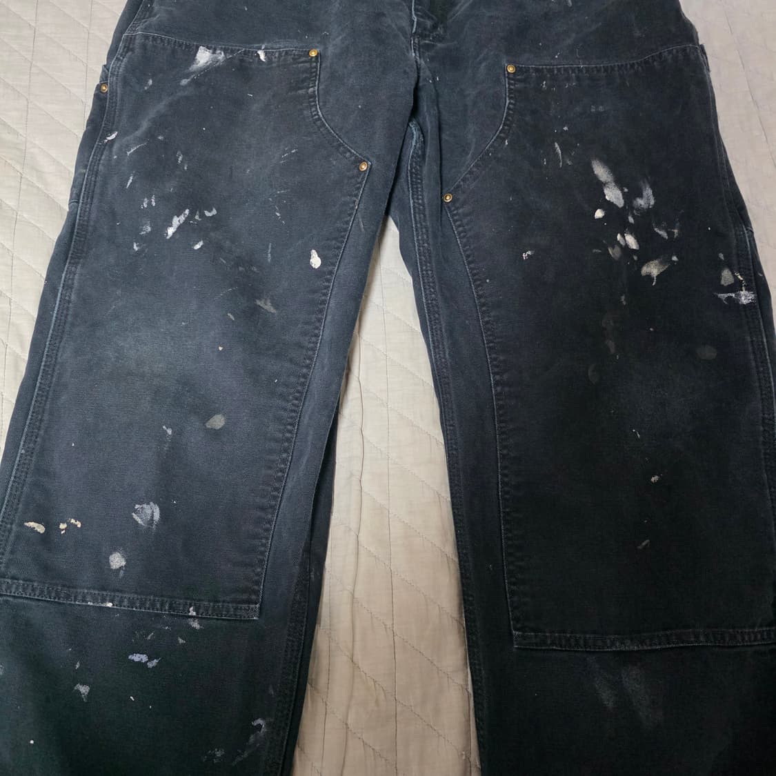 [40X32] 빈티지 칼하트 더블니 B01BLK 워크팬츠 트래쉬드 BK7 상품이미지2