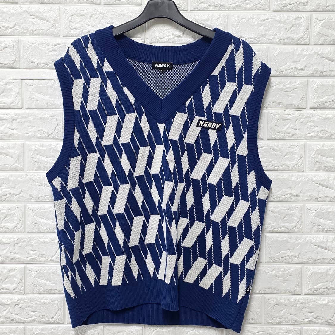 택포) 널디 니트 베스트 L 파란색 상품이미지1