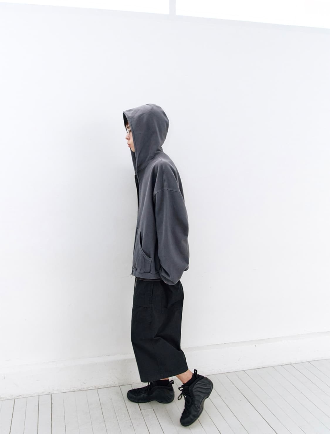 [2] 폴리테루 휴먼인덱스 휴먼 오버다이드 집 후디 블루 그레이 상품이미지3