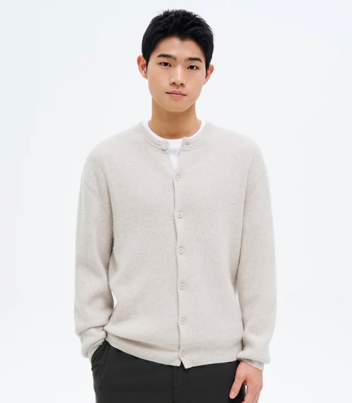 새제품) XL 에잇세컨즈 라쿤 블렌디드 라운드 카디건 - 베이지 상품이미지5