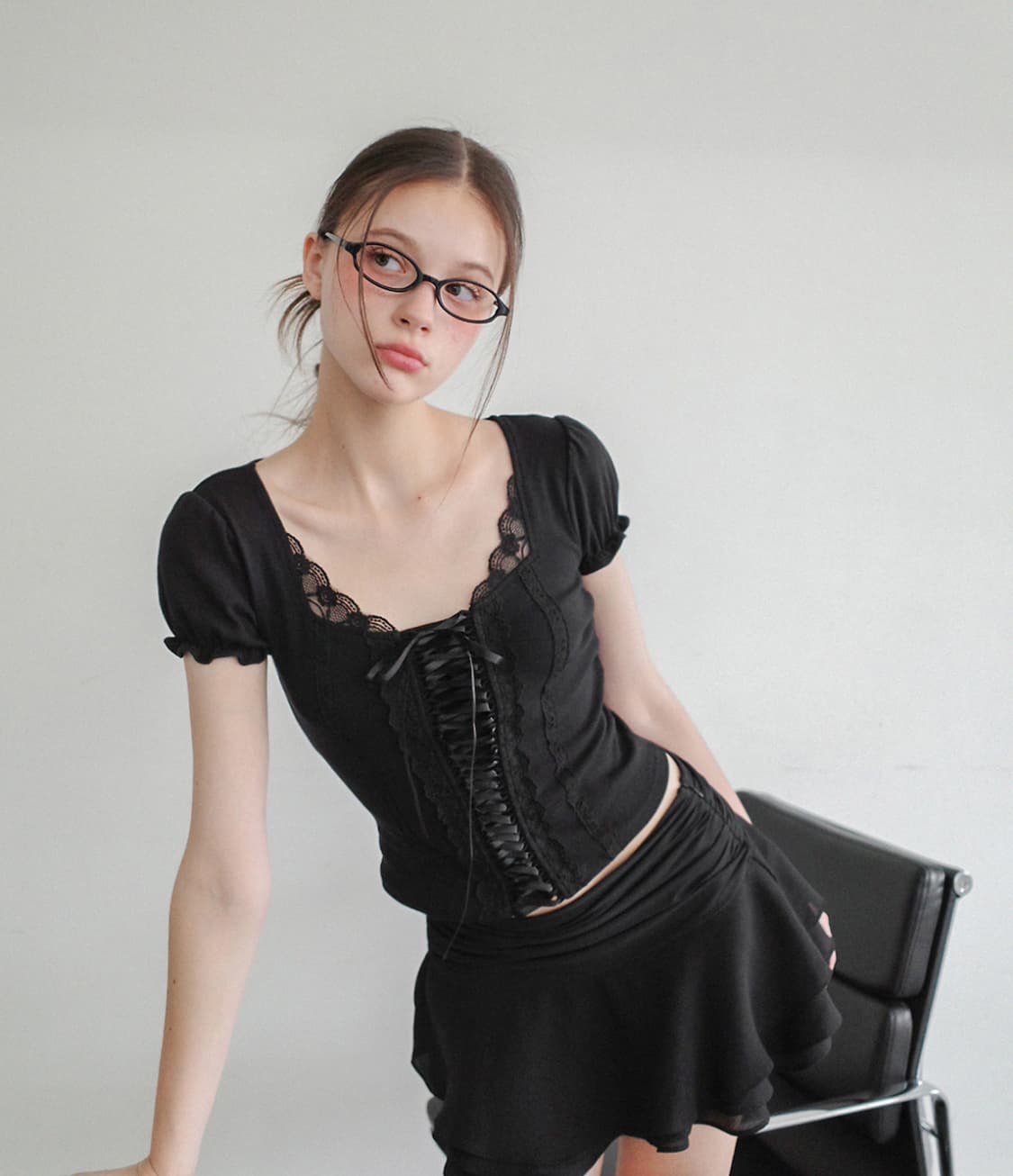 드라이로즈 부케 코르셋 탑 블랙 아일렛 dryrose 상품이미지1