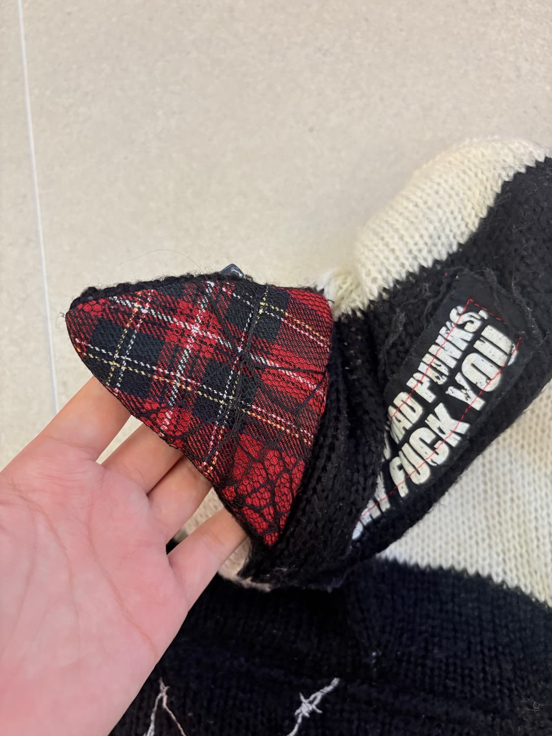 매드펑크 단가라 고양이 후드집업 상품이미지10