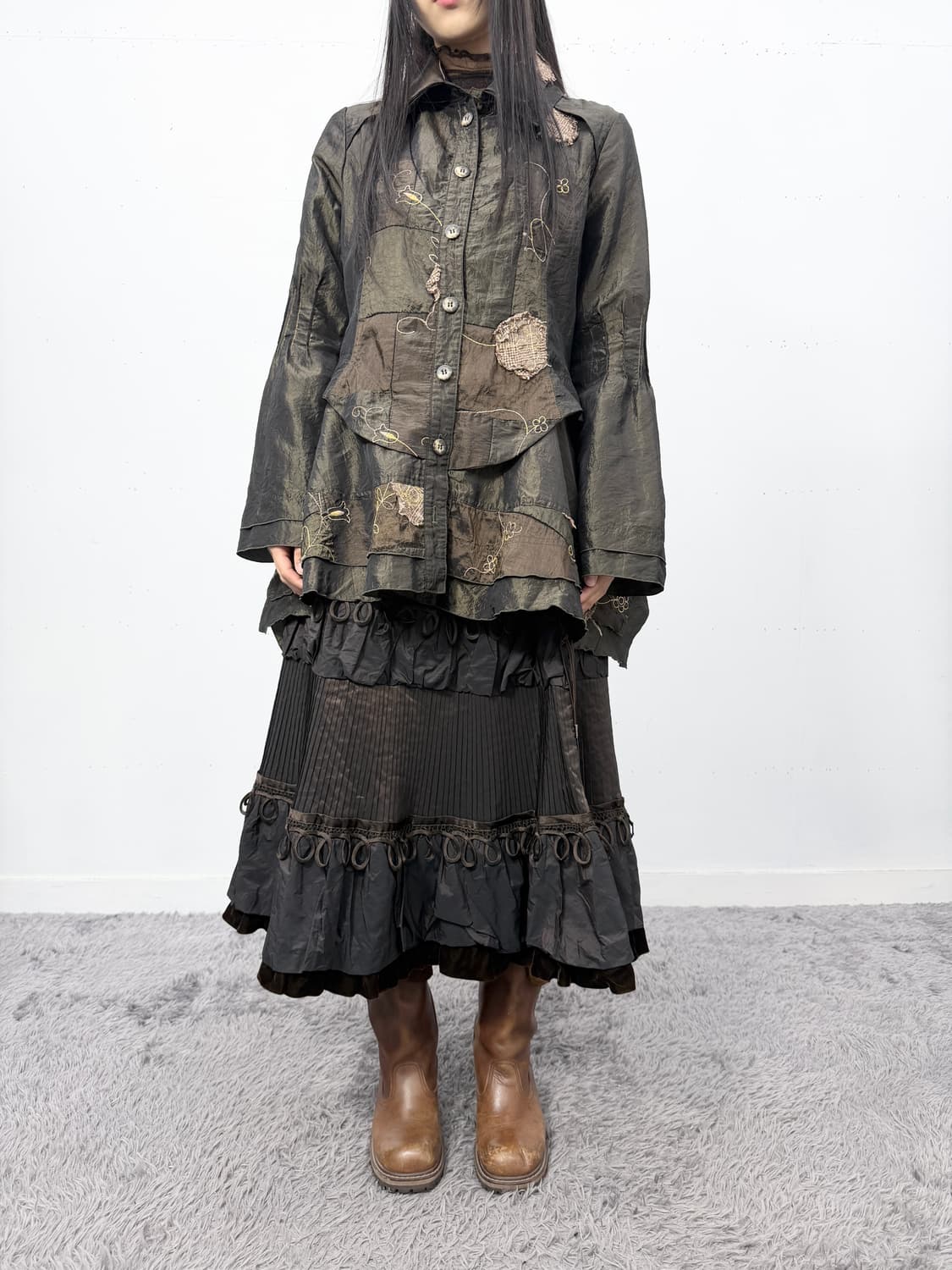 E-Clat Muted Botanical Patchwork Jacket 상품이미지1