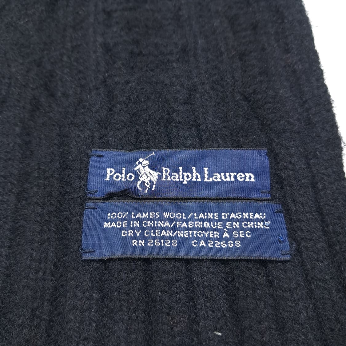MX417 폴로 랄프로렌 블랙 100% 램스울 피셔맨 케이블 니트 머플 상품이미지5