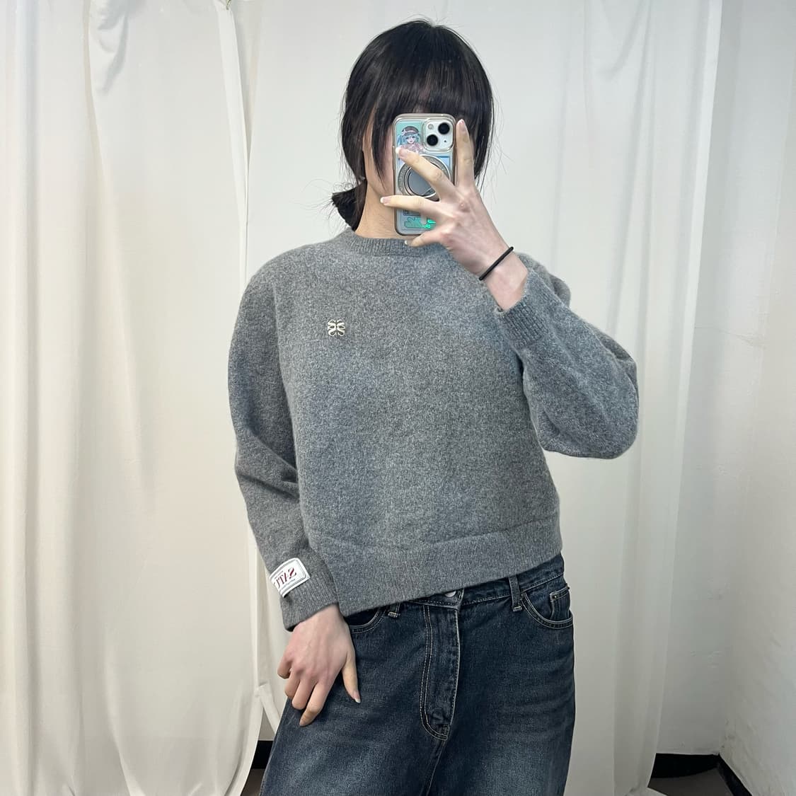 SATUR grey unbalanced knit (줄어듦)  상품이미지1