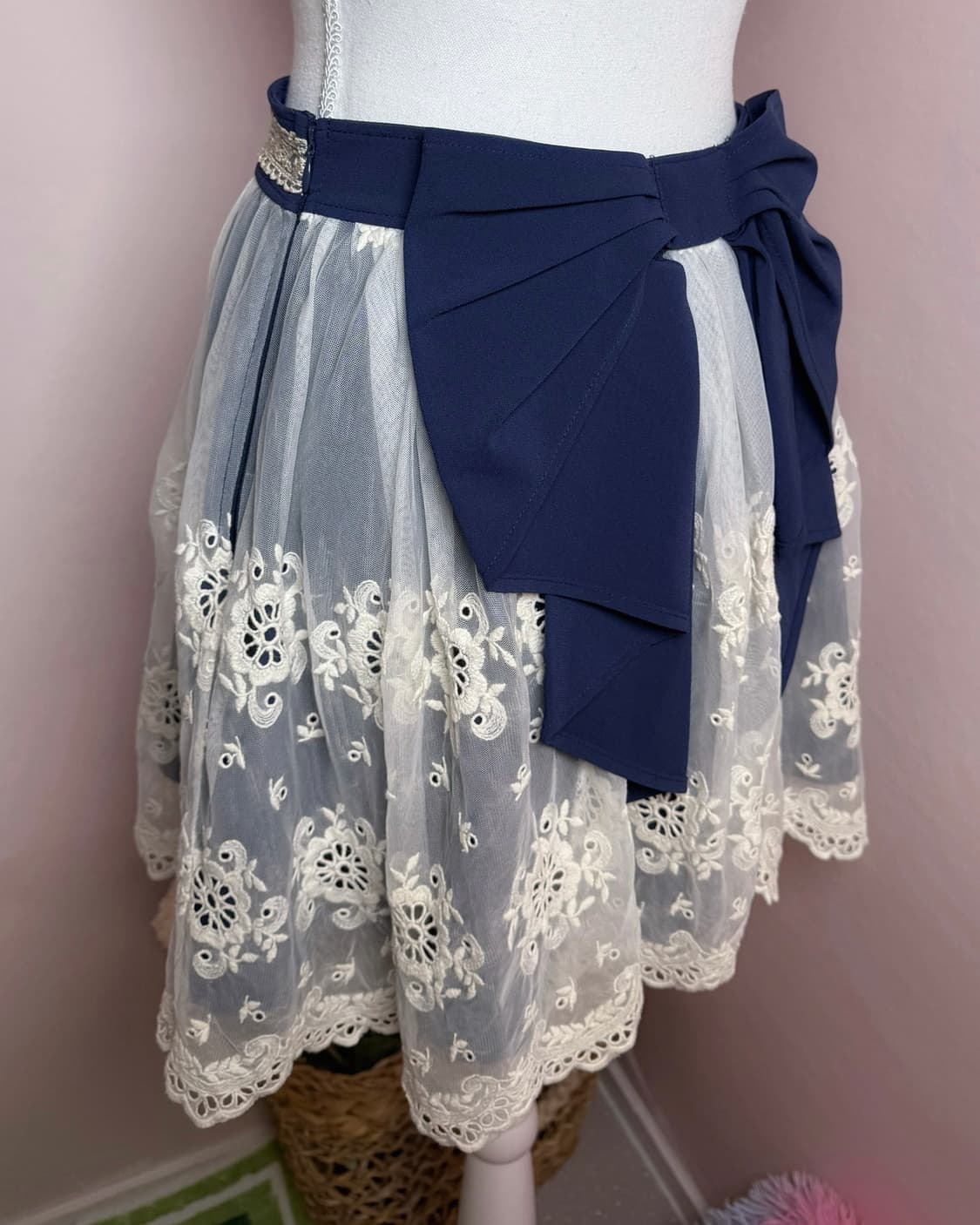 Skirt💙리즈리사 네이비 왕리본 느좋 치마 상품이미지3