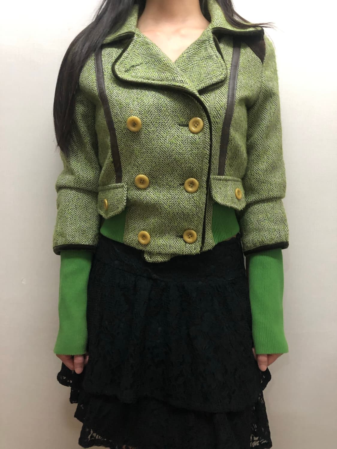 빈티지 그린 울 버튼 자켓 상품이미지2