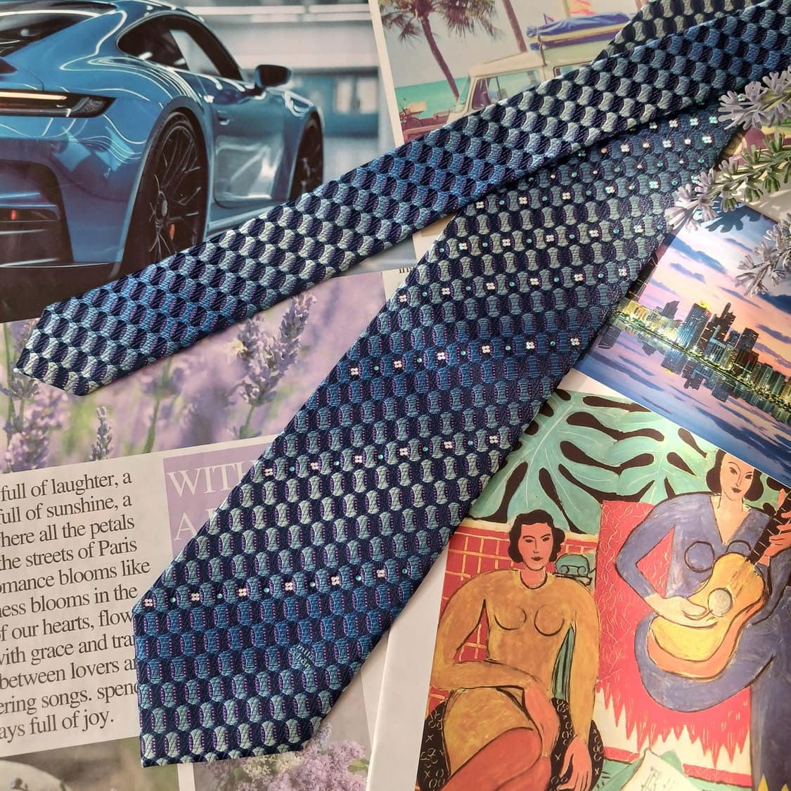 밀라숀 실크 블루 패턴 넥타이 8.8cm A+등급 A19245
 상품이미지3