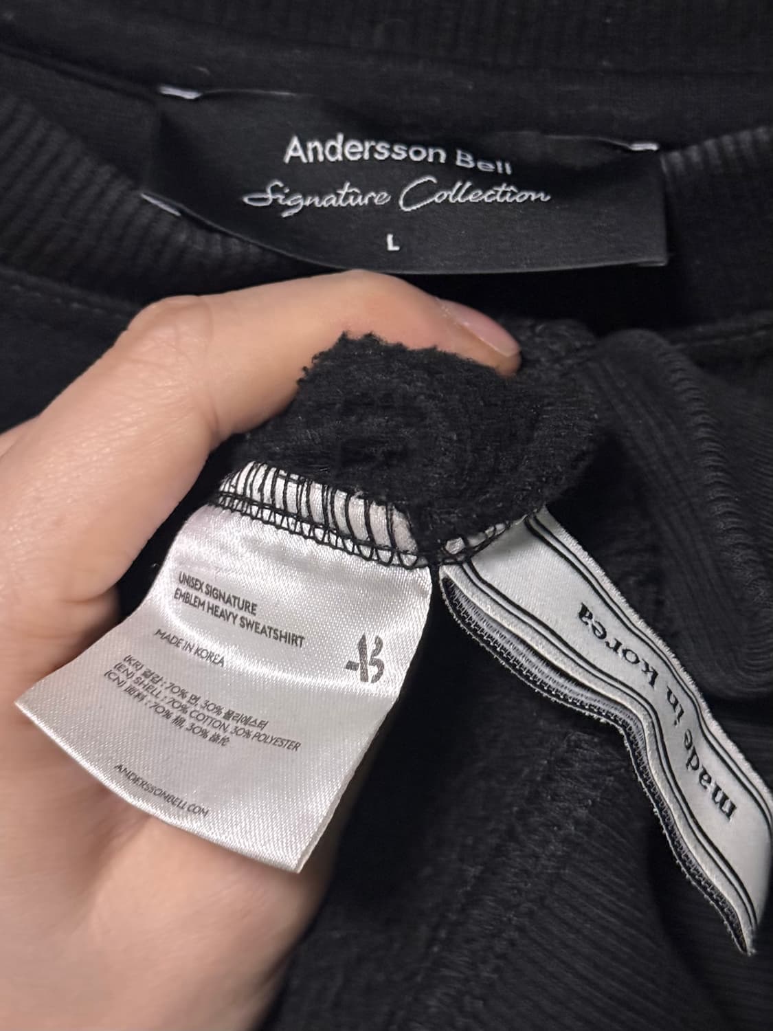 앤더슨벨 시그니처 엠블럼 스웻 셔츠 맨투맨 L 100 블랙 자수 기모 상품이미지8