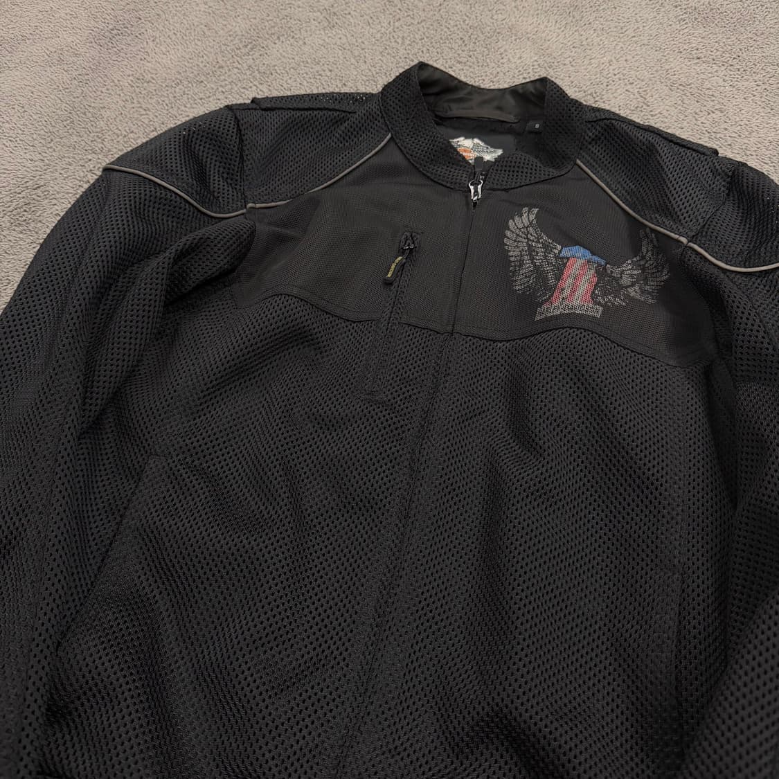 [ 정품/S ] 할리데이비슨 로고 프린트 메쉬 싱글 라이더 자켓 상품이미지1