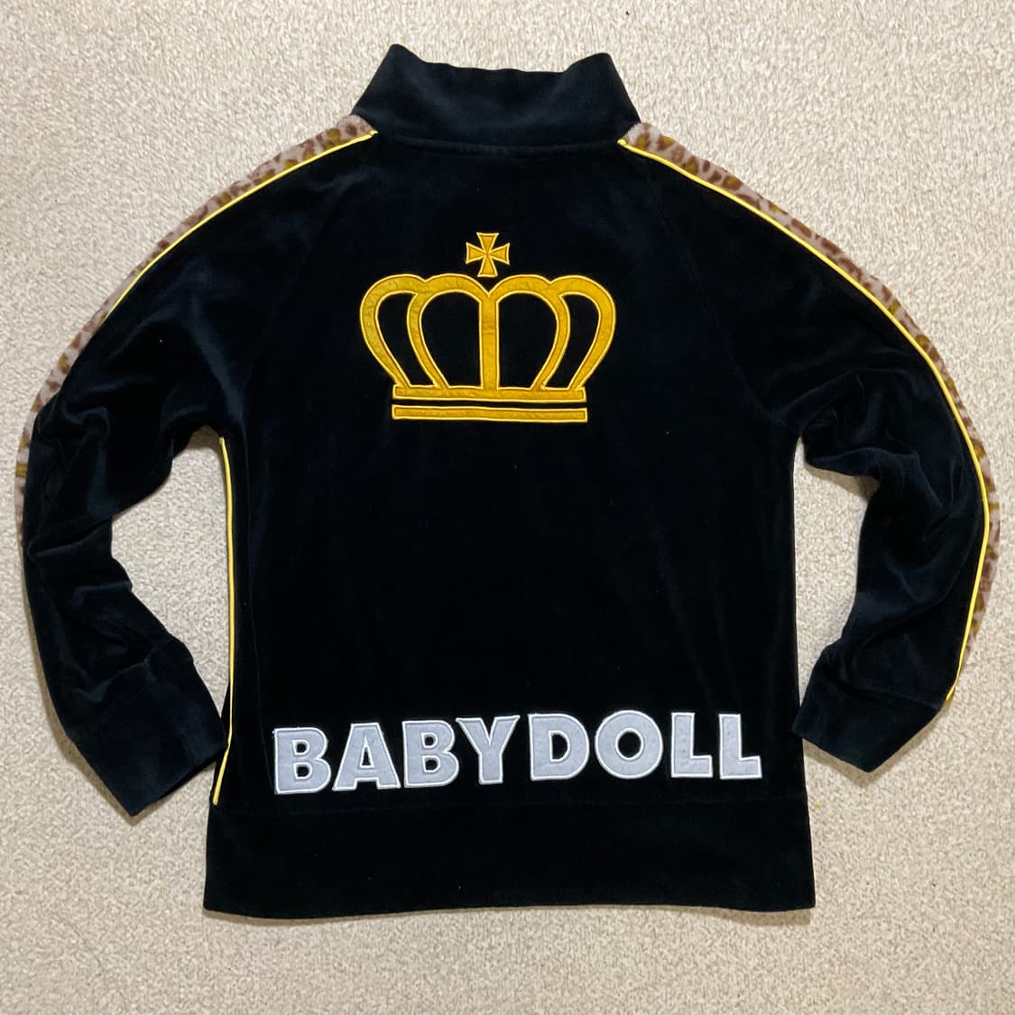 babydoll 벨벳 집업 베이비돌 블랙 트랙 자켓 레오파드 호피 자수 상품이미지5