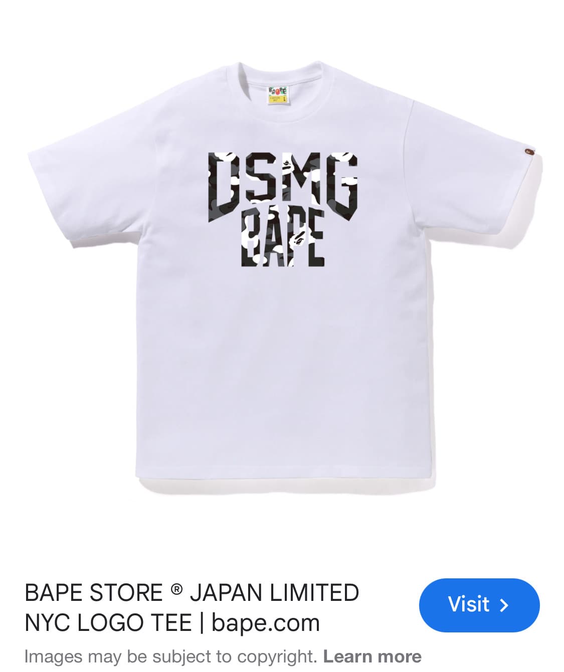 도버스트릿마켓 긴자 베이프 티셔츠 상품이미지1