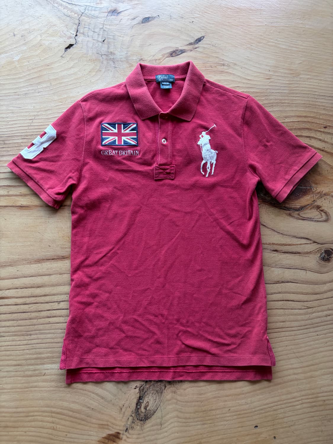 (Polo Ralph Lauren) 폴로 빅포니 영국 국기 버건디 카라티 상품이미지1