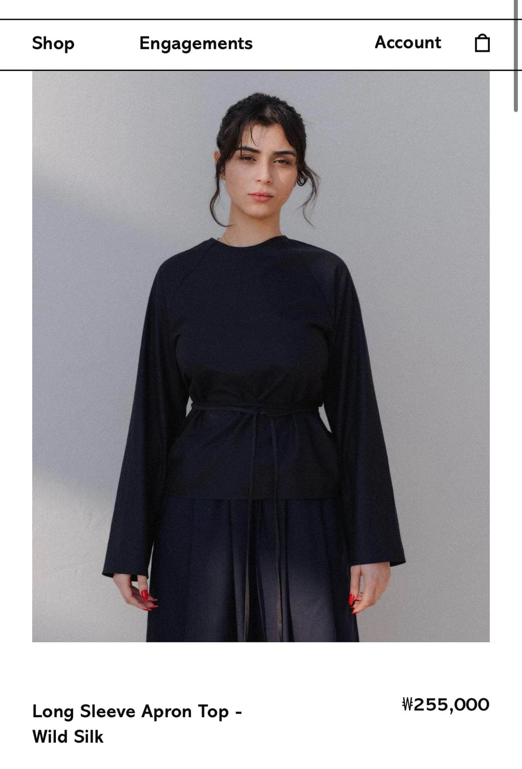 [XS,S,M]베이스레인지 25fw Apron 랩 롱 슬리브리스 탑/블랙 상품이미지9