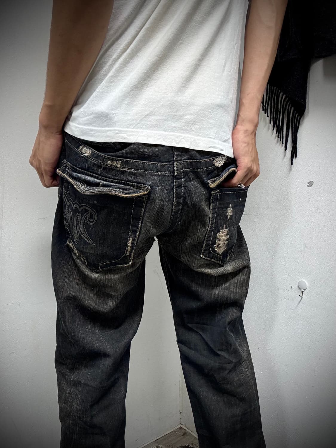 “Vintage” Grunge Washed Black Pants 상품이미지4