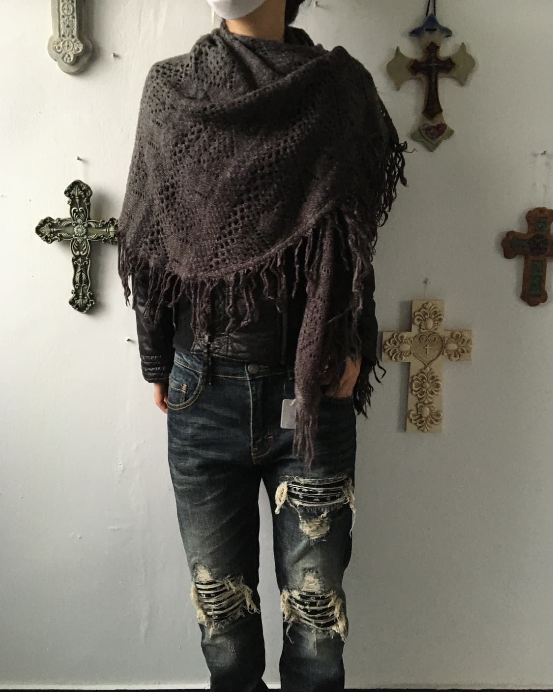 Fringe net cape 상품이미지1