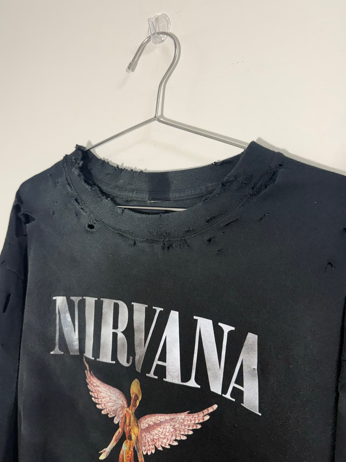 NIRVANA utero 다스트레스드 데미지 워싱 긴팔  상품이미지4