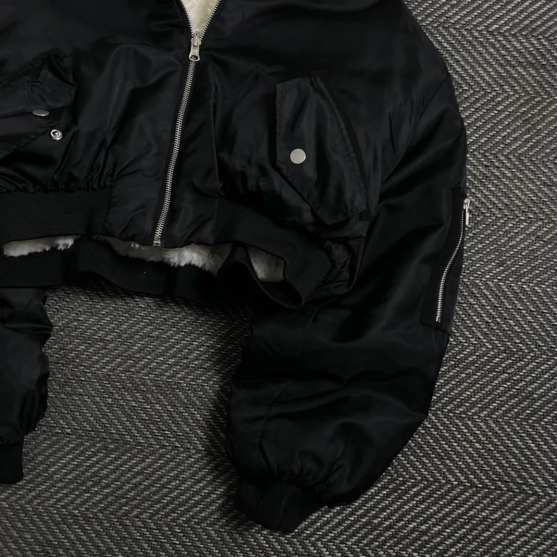 빈티지 우먼스 리버시블 크롭 후드 퍼 항공 점퍼 o 4310 상품이미지5