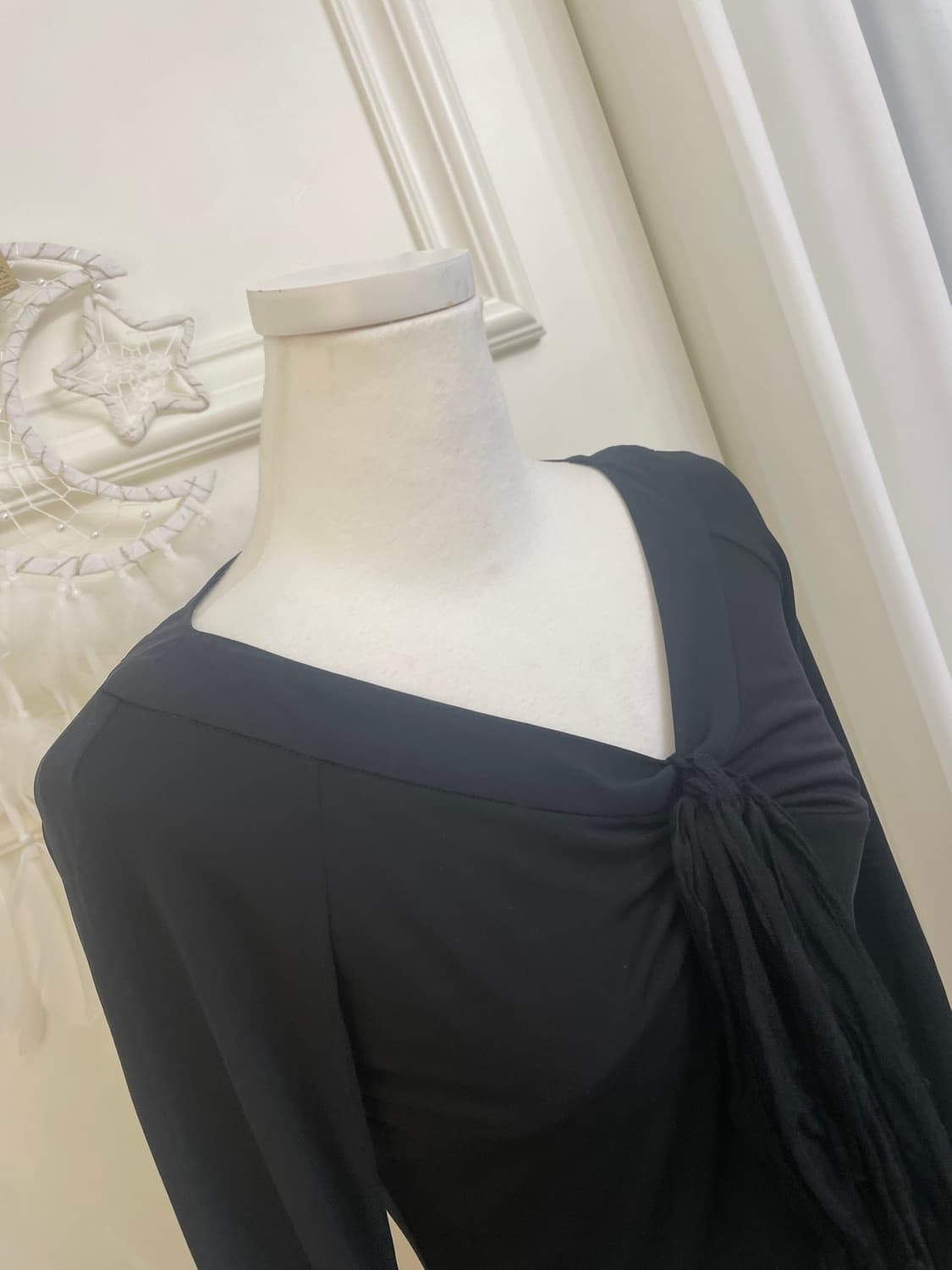 black shirring bow point span top 상품이미지8
