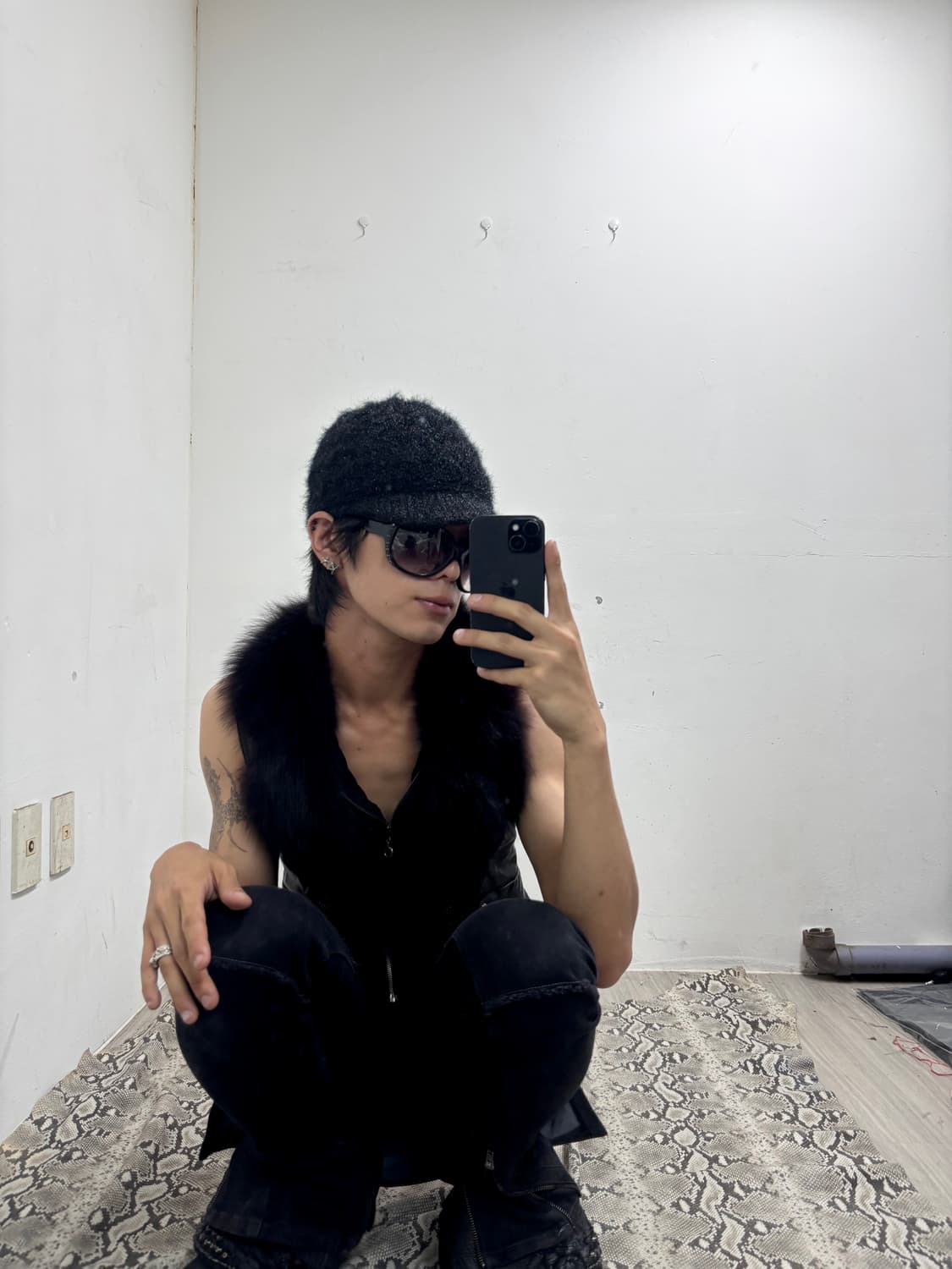 V-Kei Rare Python Design Fur Trimming Sh 상품이미지9