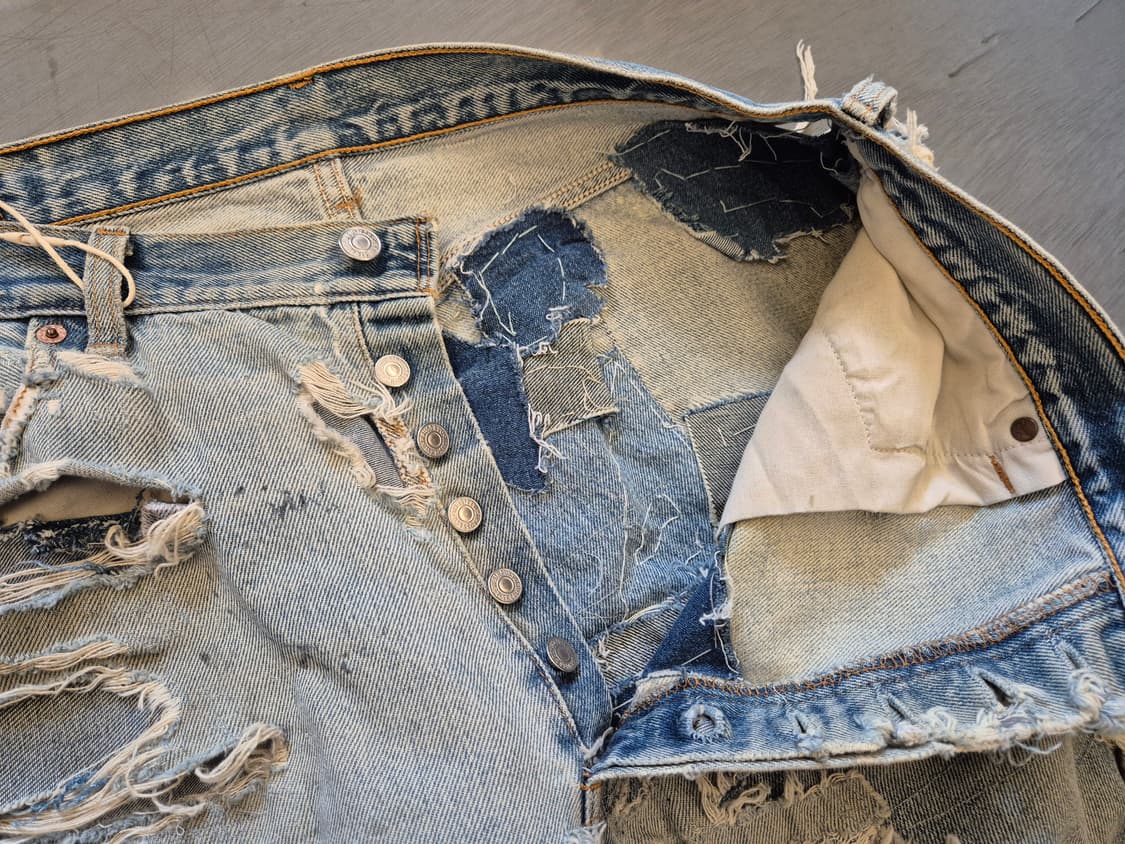 90s 리바이스501 하드 디스트레스드 데님 팬츠 상품이미지8