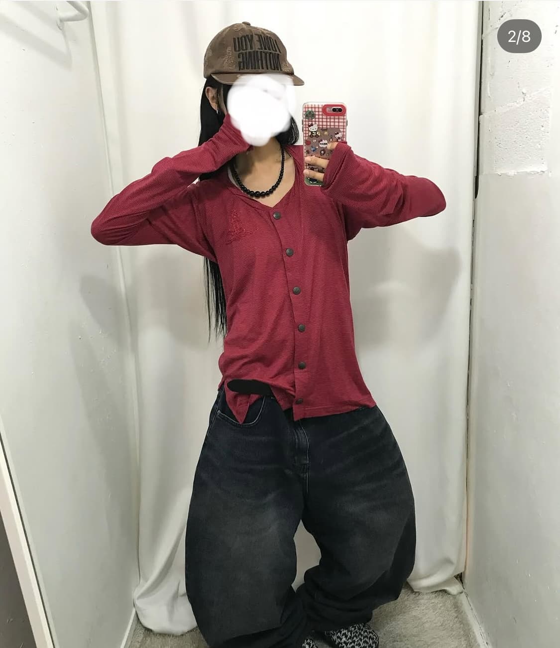 비비안웨스트우드 레드라벨 오알비 스트라이프 가디건 레드 버건디 상품이미지2